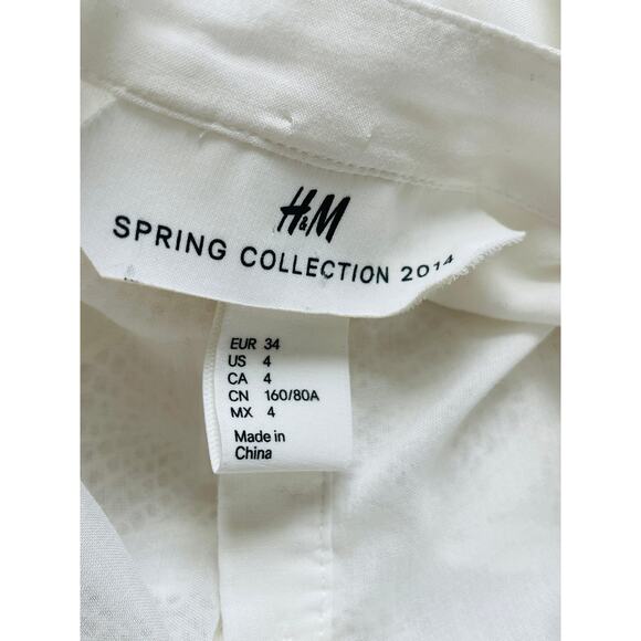 H&M White Edwardian Lace Front Button Down Blouse Lace Wrists - Picture 6 of 7